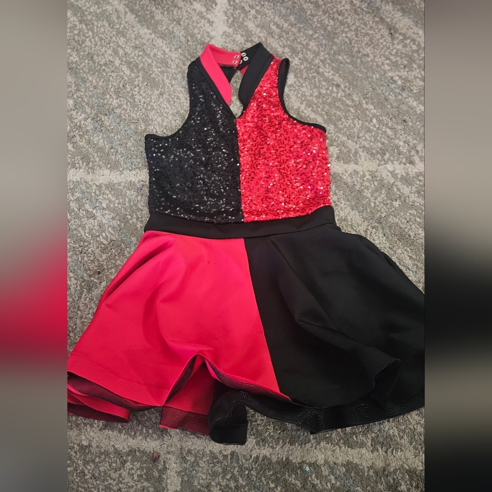 Red and black figure skating dress